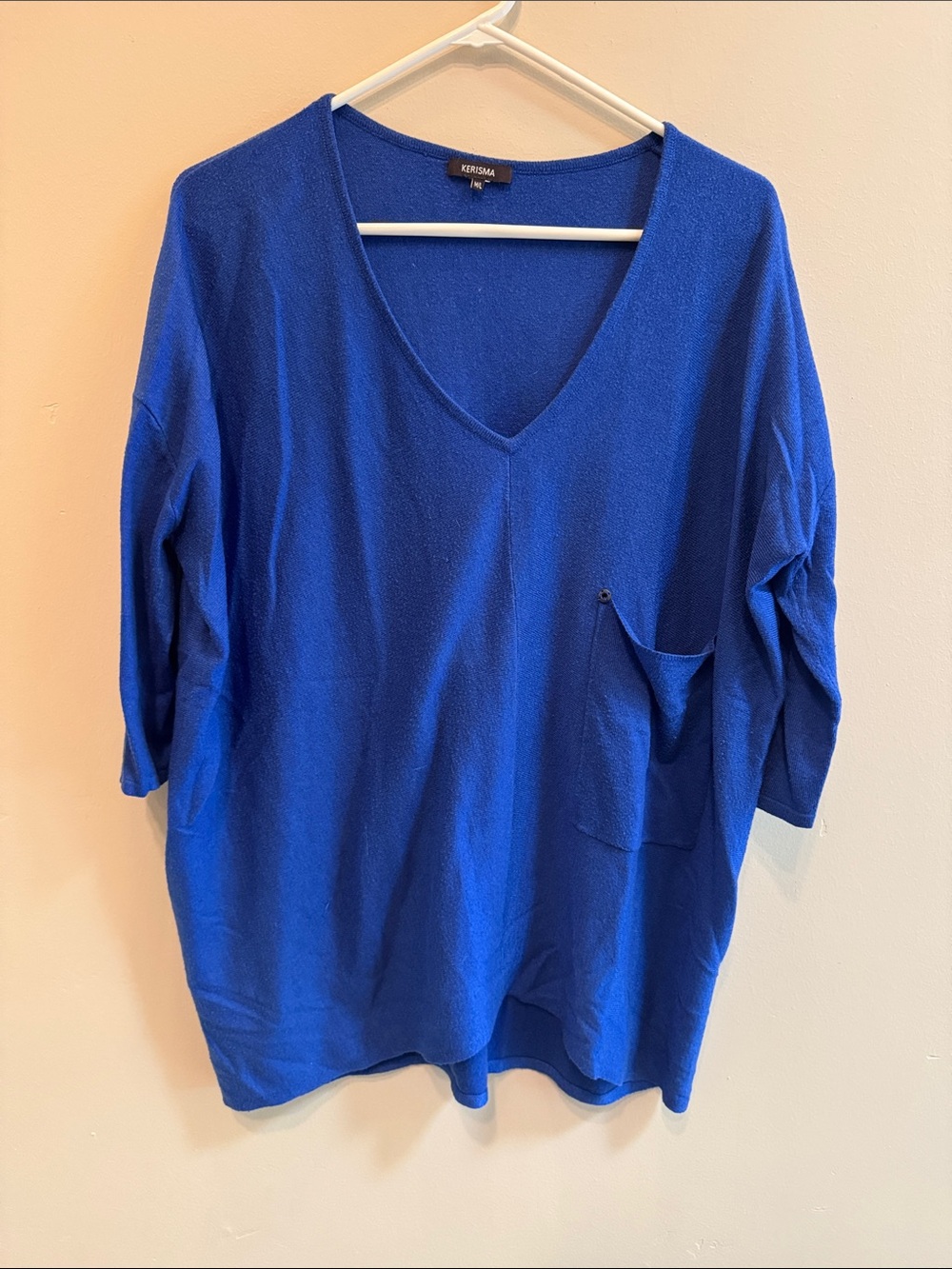 Kerisma V-Neck Pocket Knit Top - Royal Blue